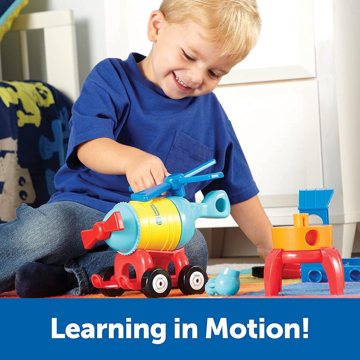 Learning Resources - 1-2-3 Build It! Rocket - Train - Copter