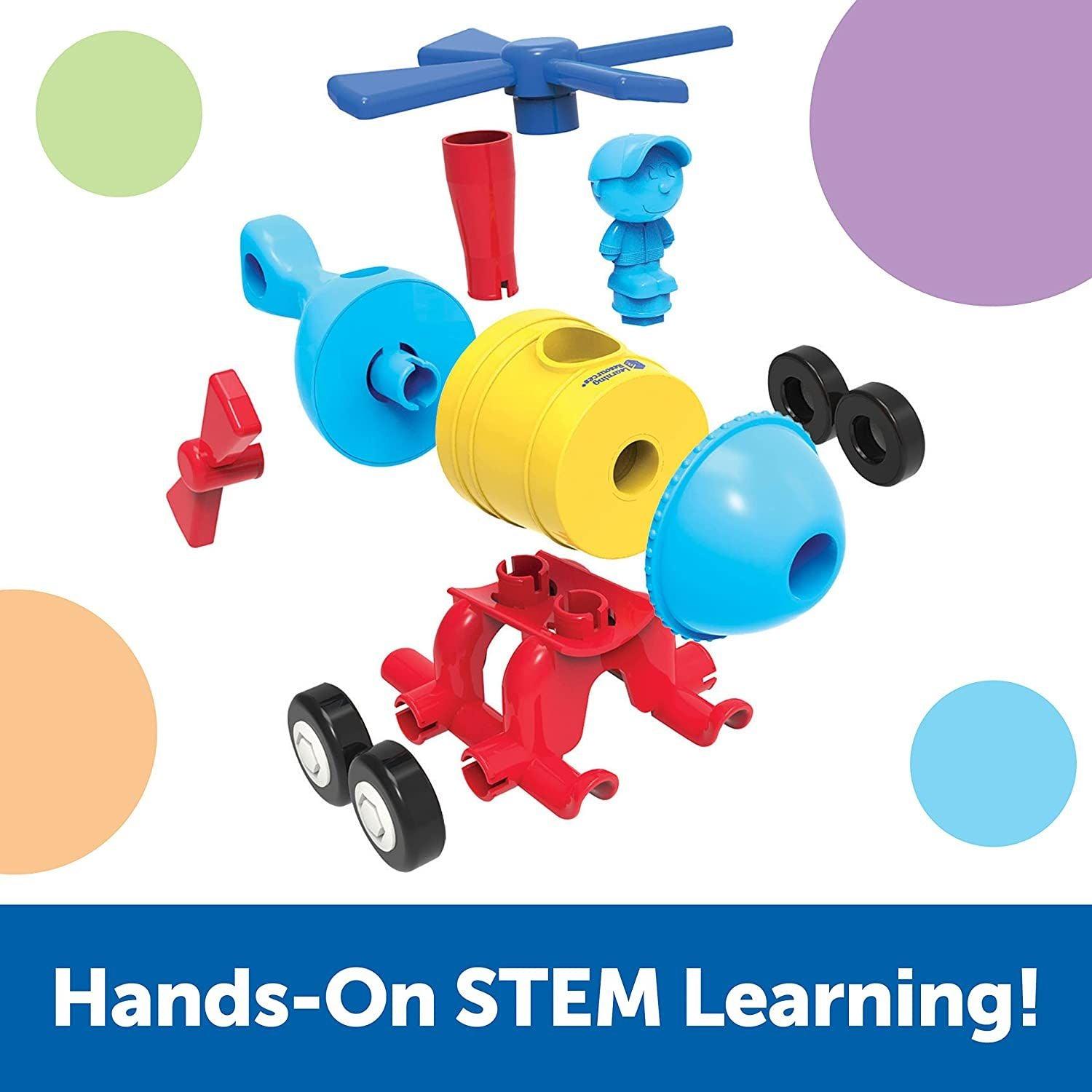 Learning Resources - 1-2-3 Build It! Rocket - Train - Copter