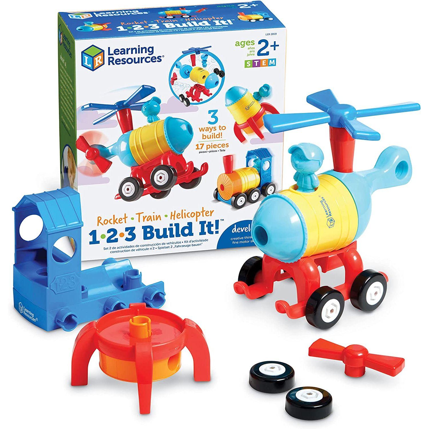 Learning Resources - 1-2-3 Build It! Rocket - Train - Copter