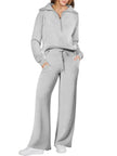 Leisure Sports Suit Long-sleeve Zipper Sweatshirt Wide Leg Pants Two-piece Set