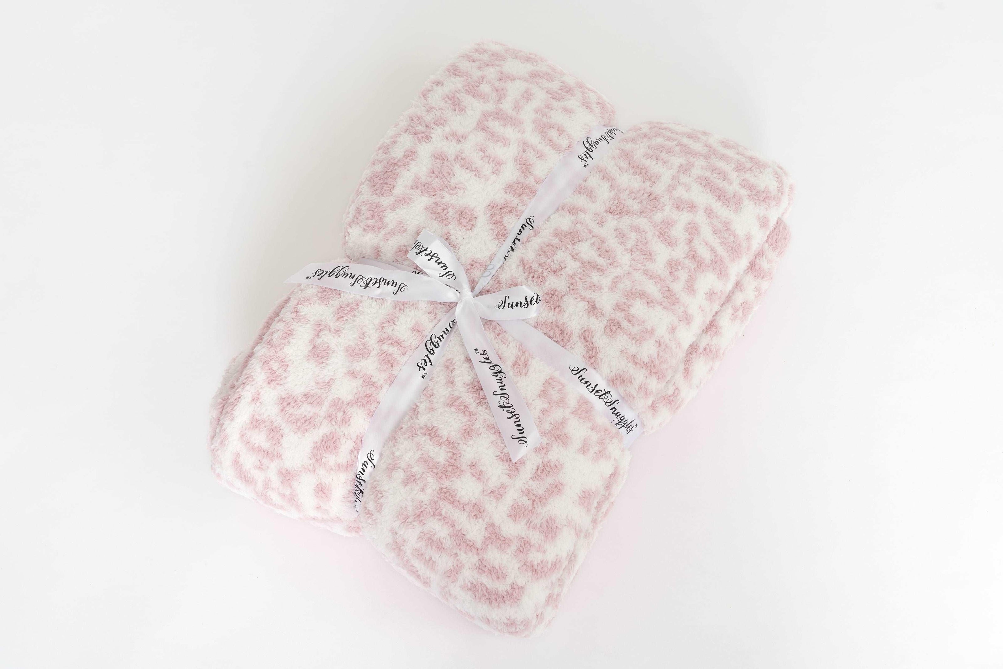 Rose Pink & White Leopard Print Twin Bed Blanket