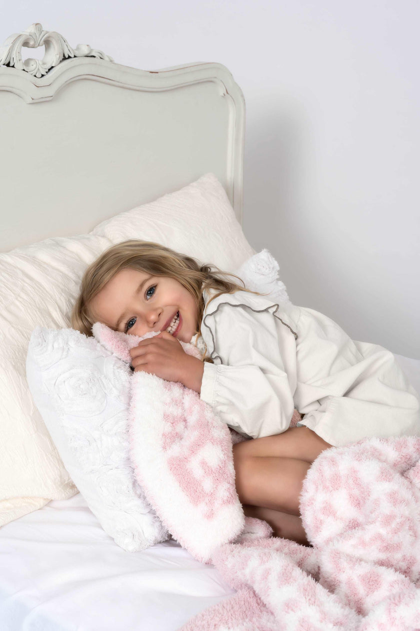 Rose Pink & White Leopard Print Twin Bed Blanket