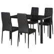Zaya 5-Piece Rectangular Glass Dining Set for Small Spaces-Black