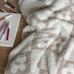 Blushing Beige & White Flower Power Print Toddler Blanket