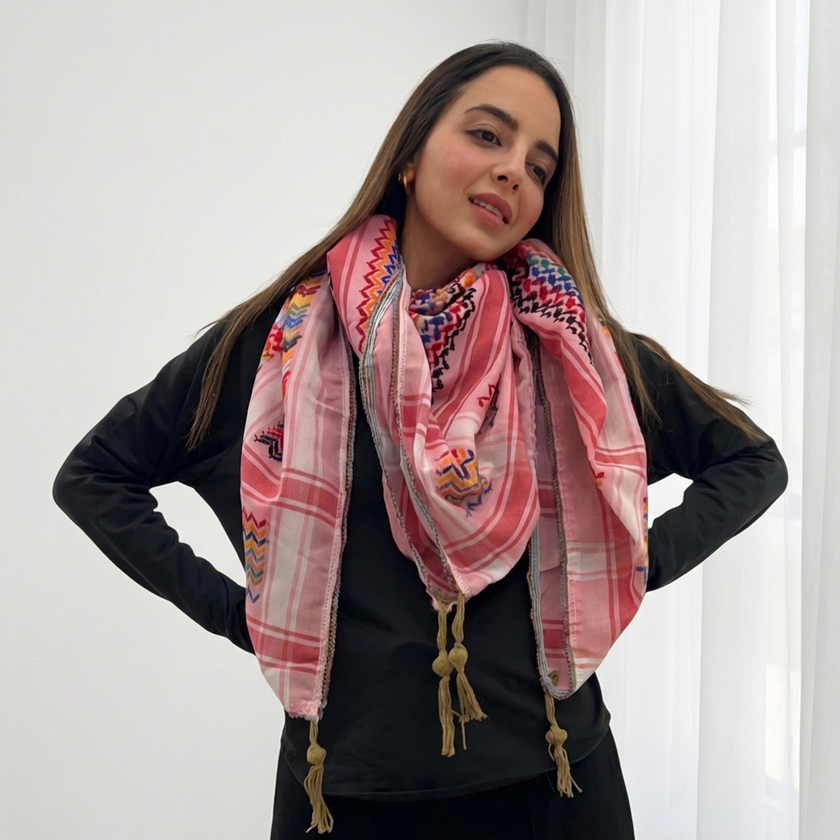 Mawasem Kufiya (Keffiyeh) | Light Pink