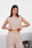 Linen Pantalone Crop-Top Set