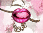 Canvas Wall Art-Pink Lips Overlay-Printed Artwork