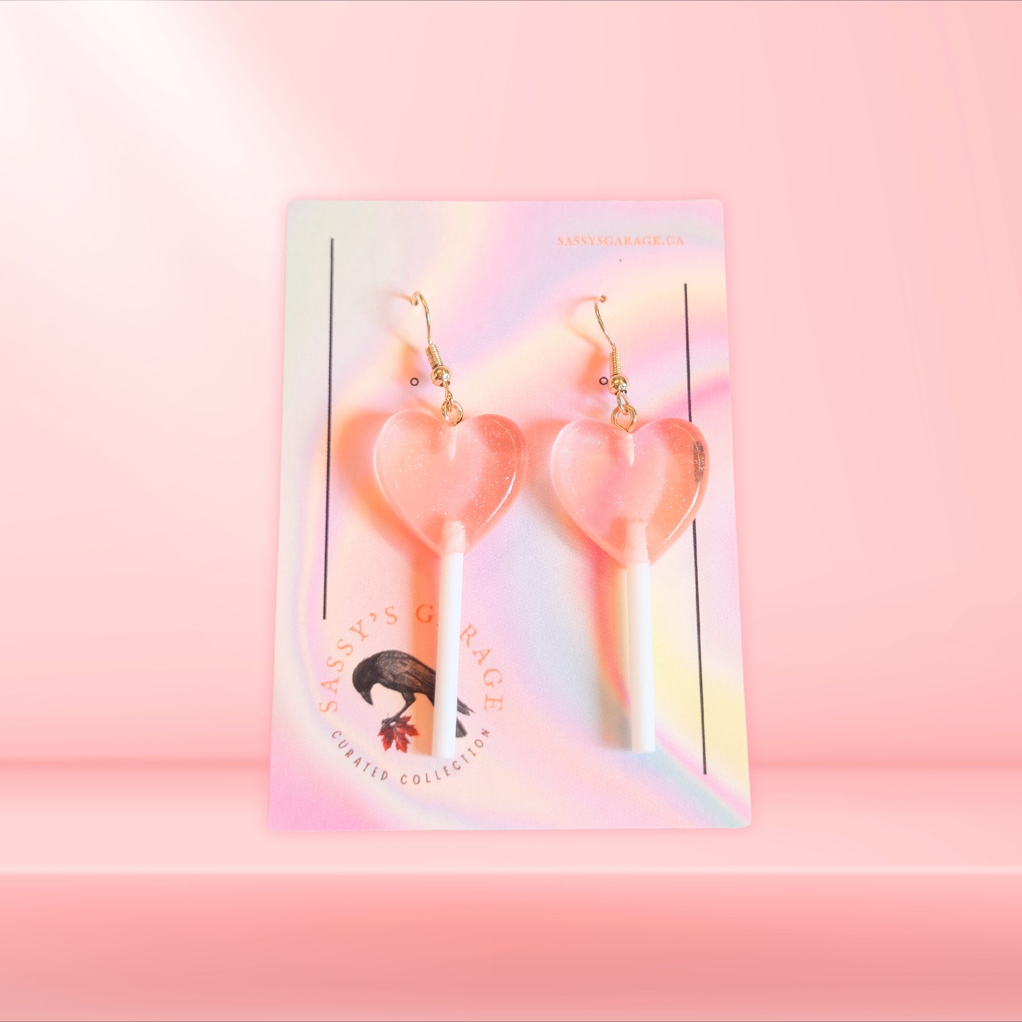 Lollipop Earrings (Peach Hearts)