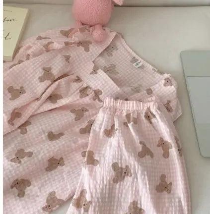 Long Sleeved Pullover Plaid Pajamas For Women
