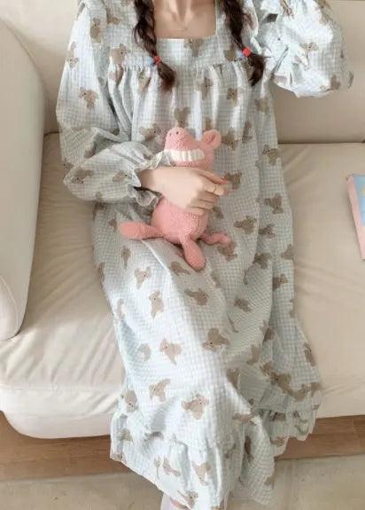 Long Sleeved Pullover Plaid Pajamas For Women