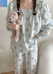 Long Sleeved Pullover Plaid Pajamas For Women