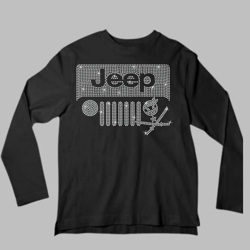 Jeep & Ninja Rhinestone Shirt – Biker & Off-Road Sparkle Bling Apparel | Blingdazzel