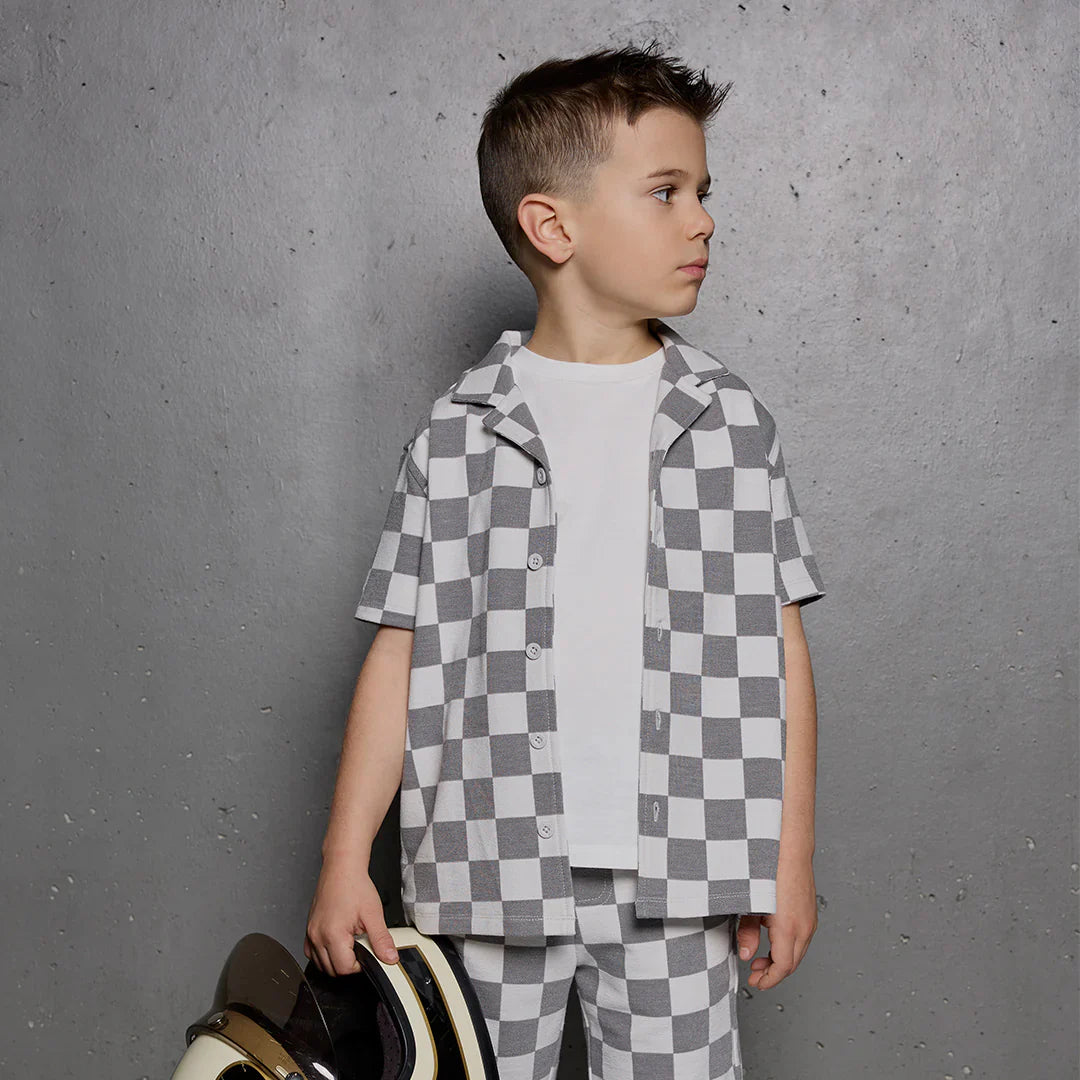 Knit Shirt | Light Grey Check | Miles the Label