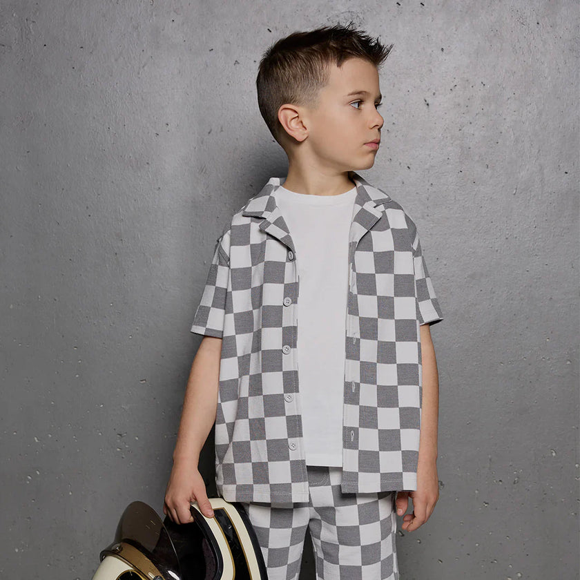 Knit Shirt | Light Grey Check | Miles the Label