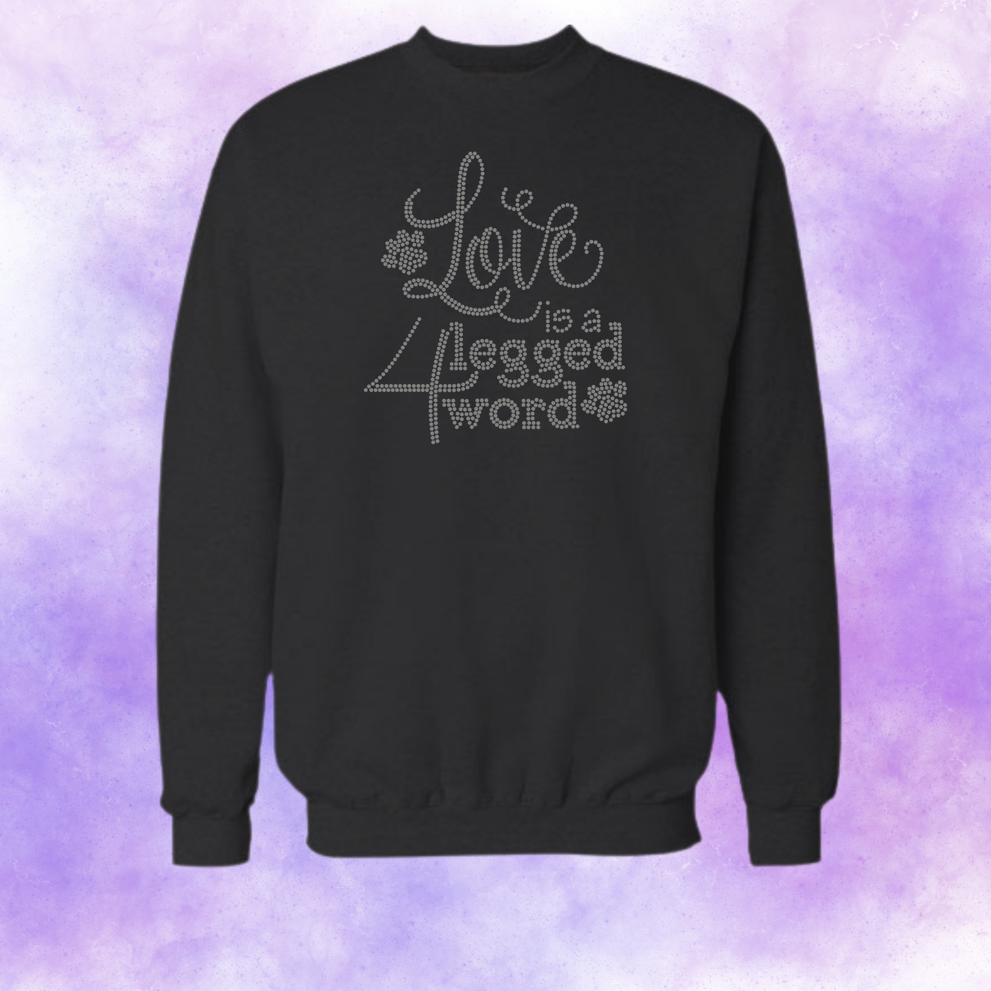 Love is a 4 Legged Word Rhinestone Shirt – Pet Lover Sparkle Bling Tee | Blingdazzel