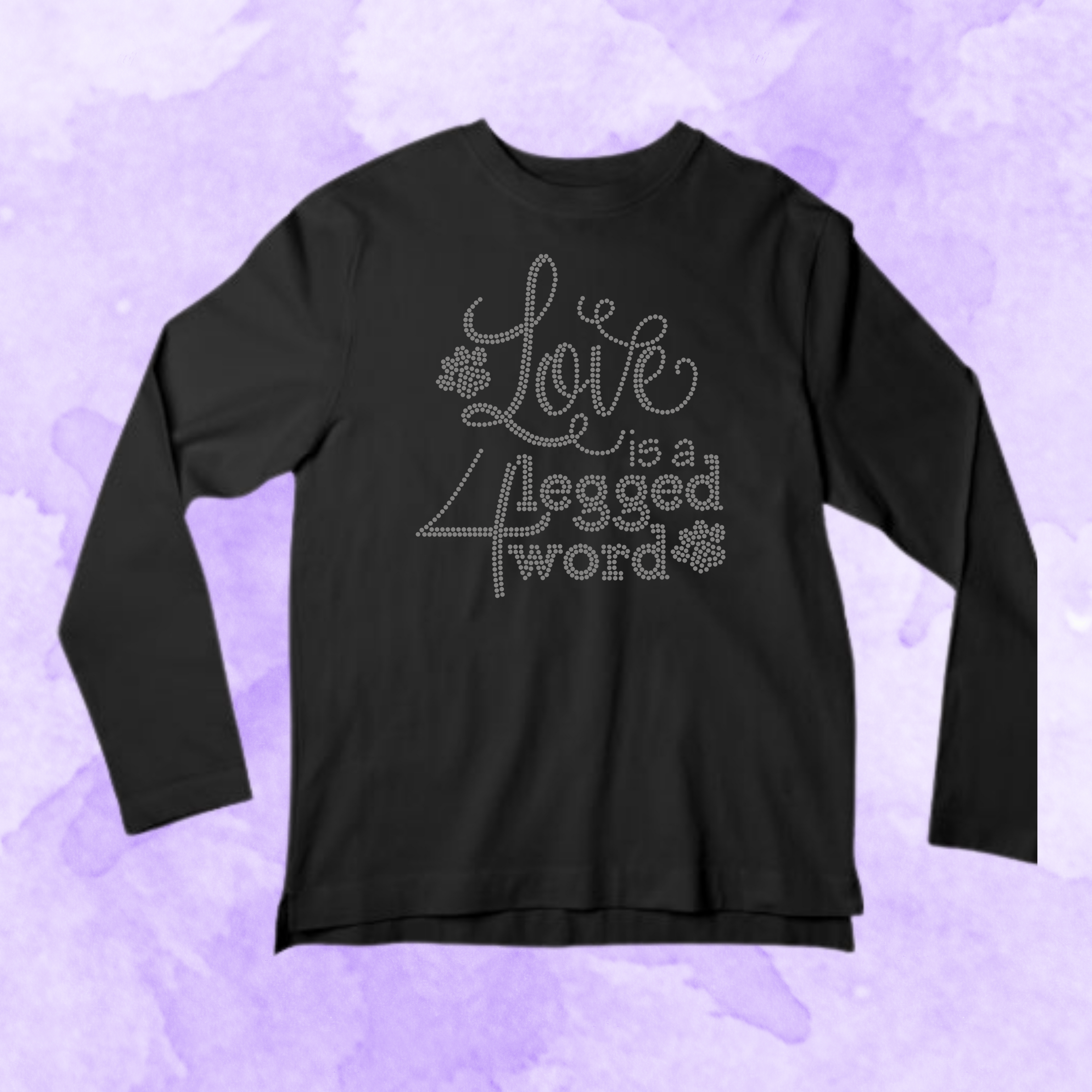 Love is a 4 Legged Word Rhinestone Shirt – Pet Lover Sparkle Bling Tee | Blingdazzel