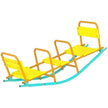 Qaba Teeter Totter Seesaw for Kids, 2 in 1 Metal Rocking Seesaw for Toddlers Age 3-8, Playground Equipment for Backyard