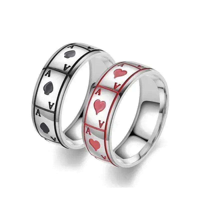 Lucky Of Spades Titanium Steel Magic Playing Card Stainless Steel Ring
