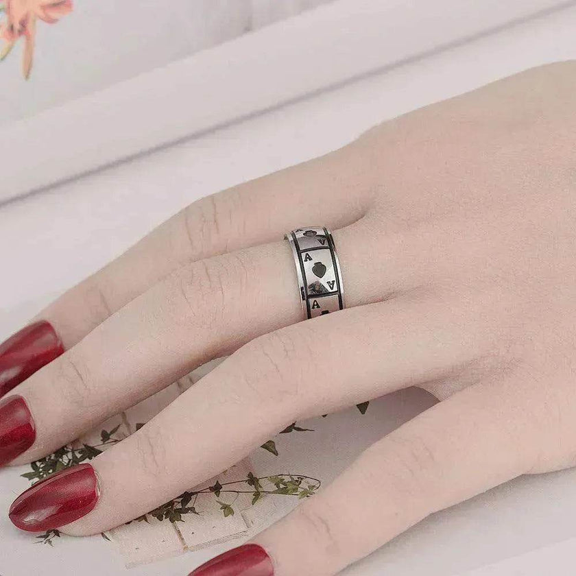 Lucky Of Spades Titanium Steel Magic Playing Card Stainless Steel Ring