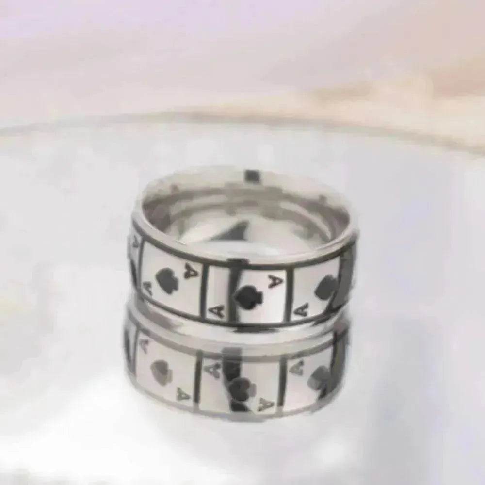 Lucky Of Spades Titanium Steel Magic Playing Card Stainless Steel Ring