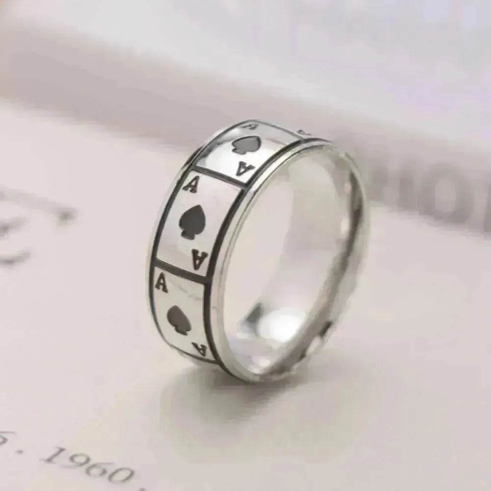 Lucky Of Spades Titanium Steel Magic Playing Card Stainless Steel Ring