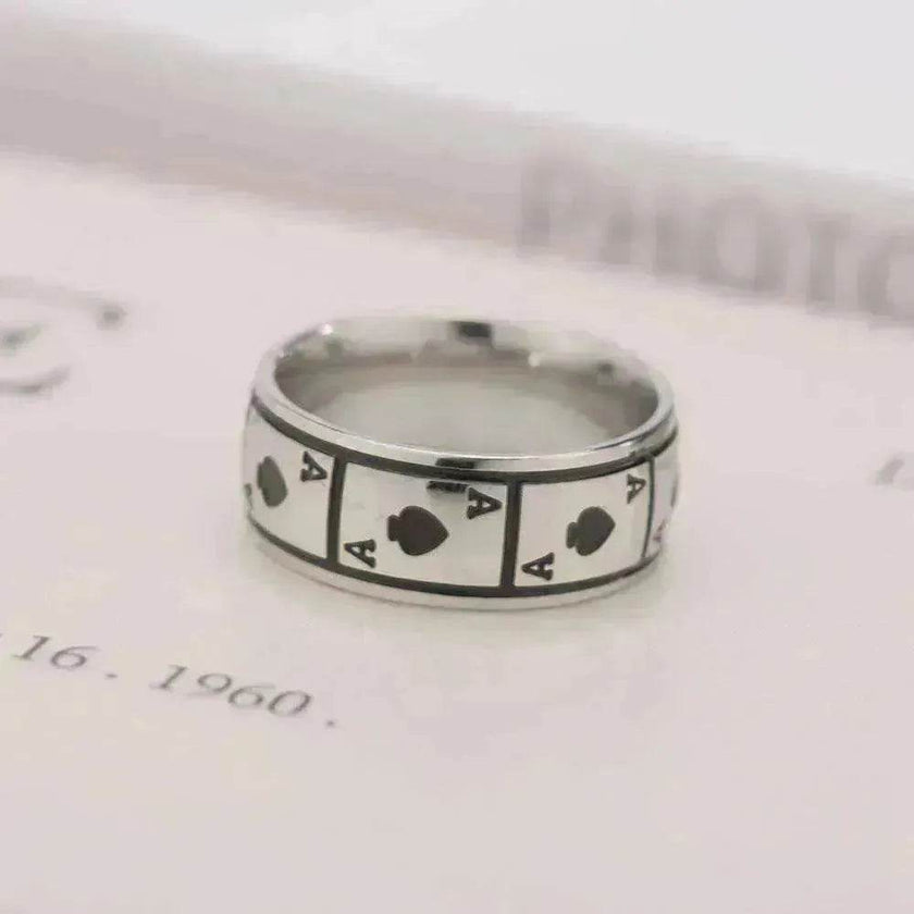 Lucky Of Spades Titanium Steel Magic Playing Card Stainless Steel Ring