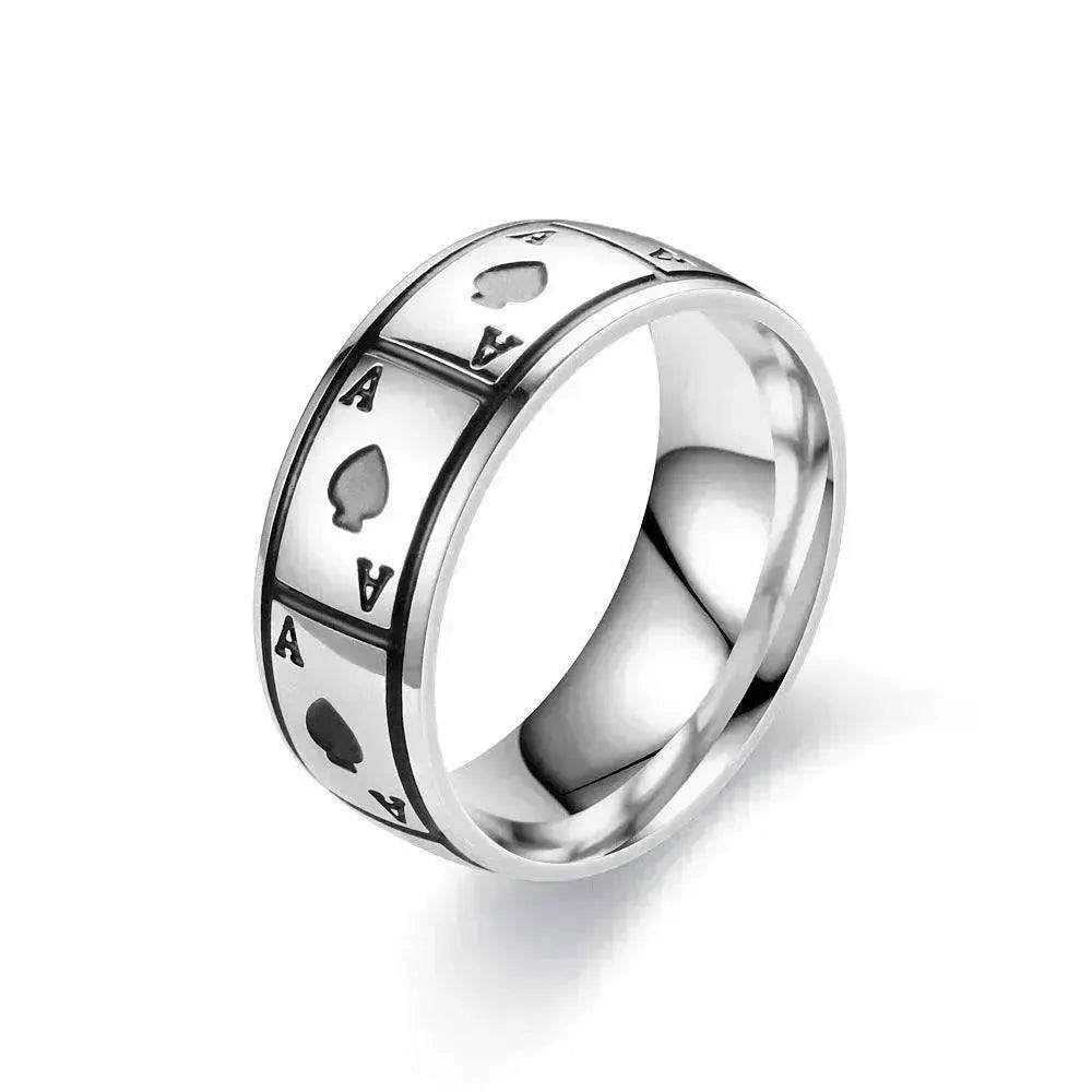 Lucky Of Spades Titanium Steel Magic Playing Card Stainless Steel Ring