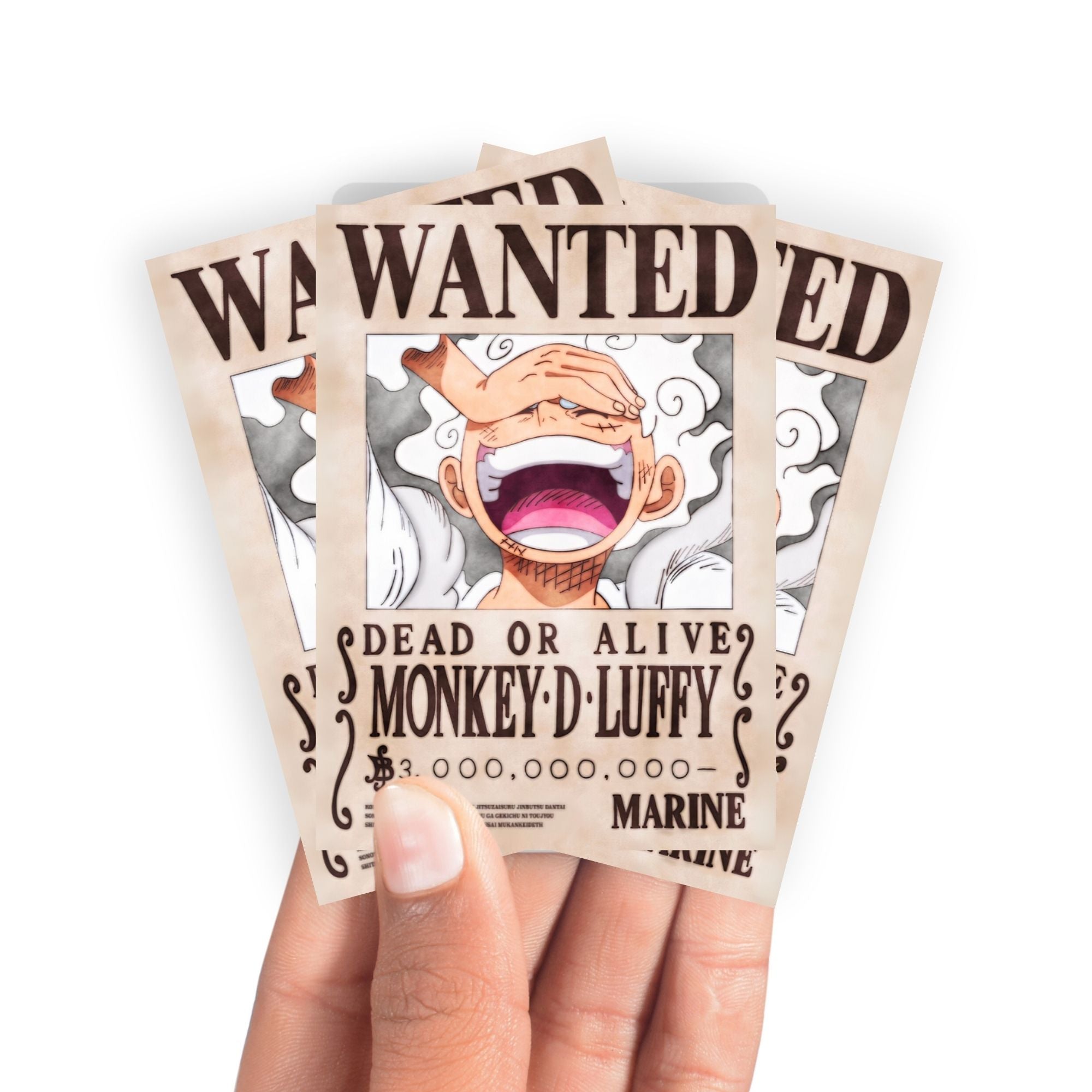 Manches de cartes à l'effigie de l'affiche de recherche de Luffy