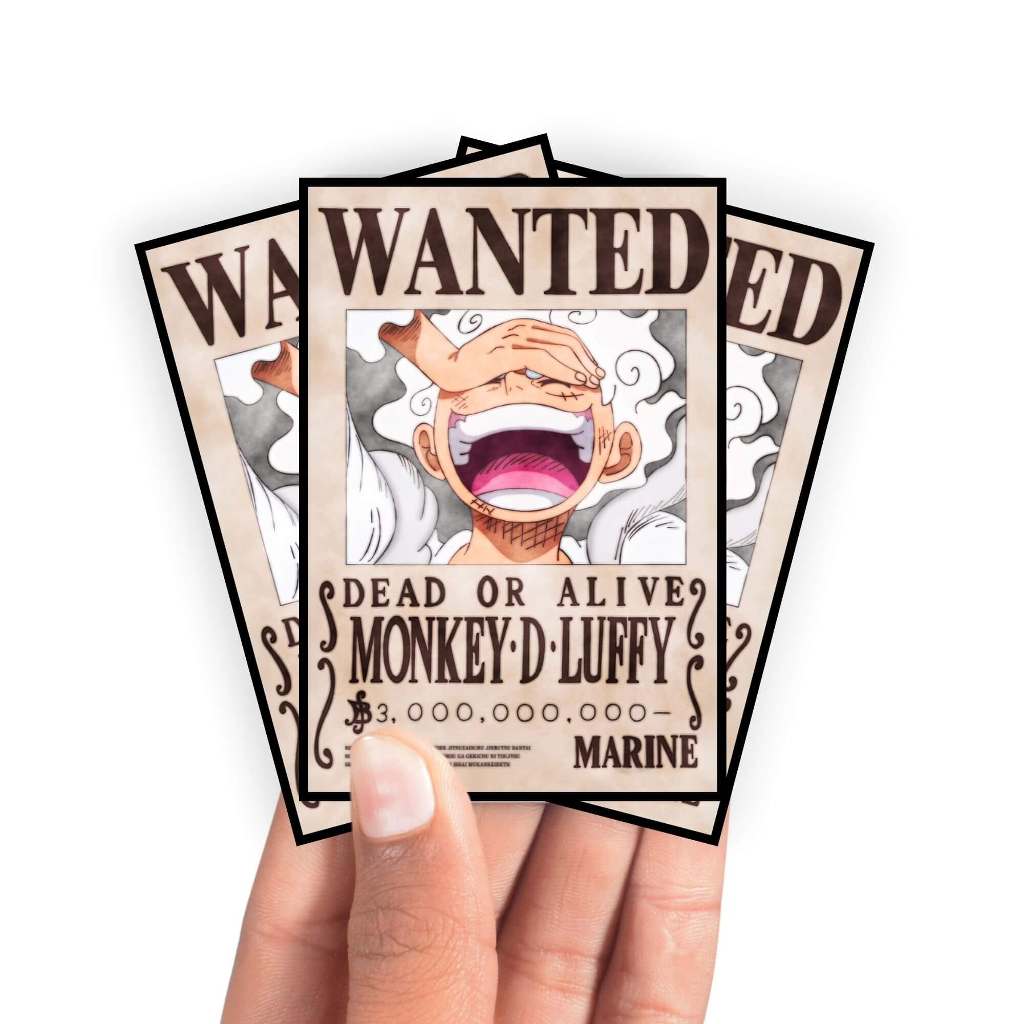 Manches de cartes à l'effigie de l'affiche de recherche de Luffy