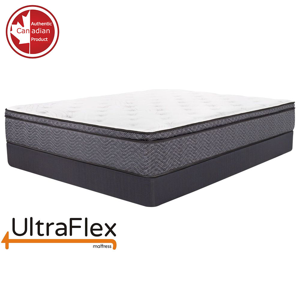 UltraFlex® REVIVE- Hybrid 12” Breathable Pillowtop, Spinal Support HDcoils, Luxury Hypoallergic Foam Encasement, Pressure Relieving Mattress (Made in Canada) - With Waterproof Mattress Protector