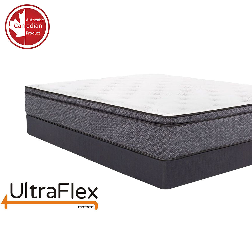 UltraFlex® REVIVE- Hybrid 12” Breathable Pillowtop, Spinal Support HDcoils, Luxury Hypoallergic Foam Encasement, Pressure Relieving Mattress (Made in Canada) - With Waterproof Mattress Protector