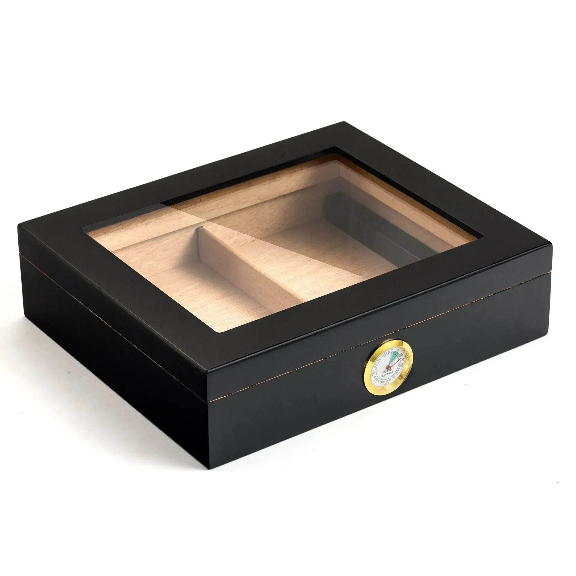 Luxury Cedar Wood Travel Humidor Cigar Box, Bronzing Finish, 3 Colors