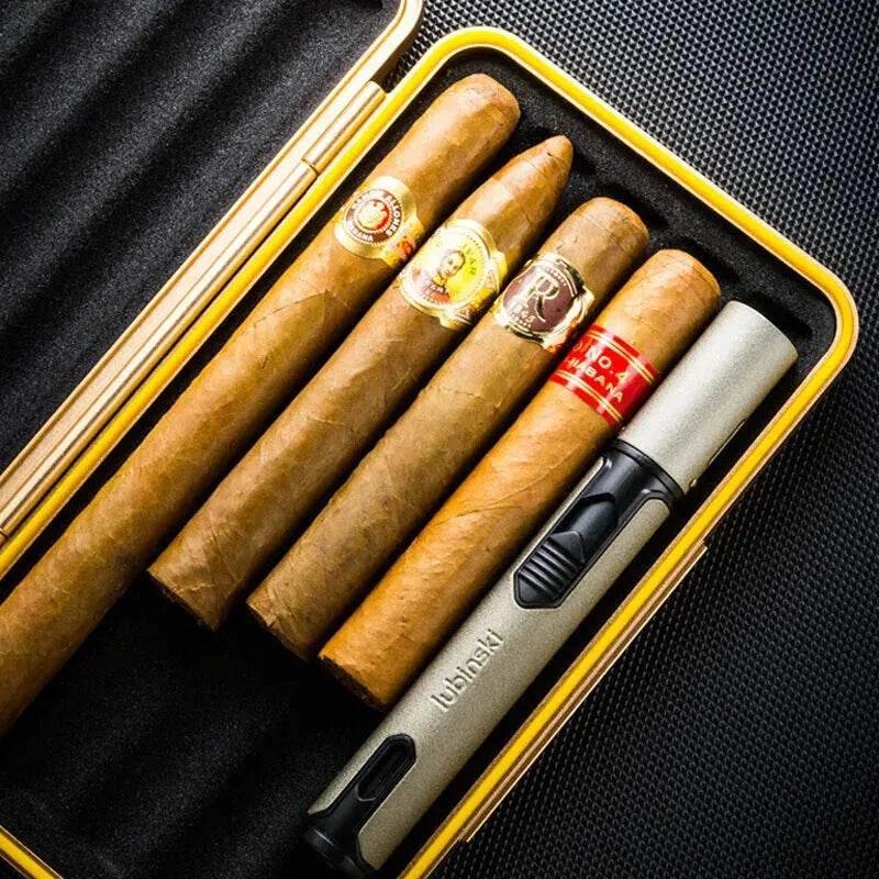 Luxury Aviation Aluminum Cigar Humidor Case, Portable Travel Humidor, 3 Colors