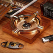 Luxury Wooden Stainless Steel Cigar Ashtray, Electroplated Finish, Fashion Simple Style