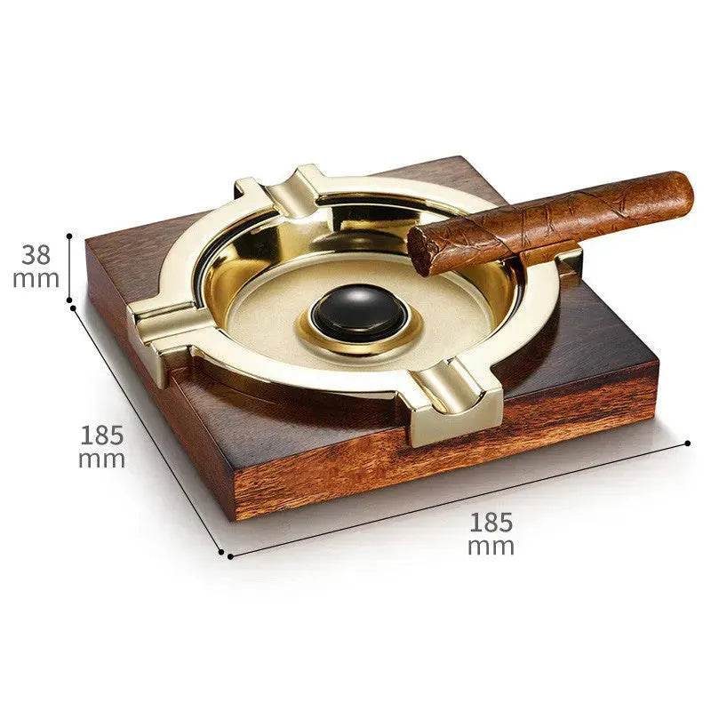 Luxury Wooden Stainless Steel Cigar Ashtray, Electroplated Finish, Fashion Simple Style