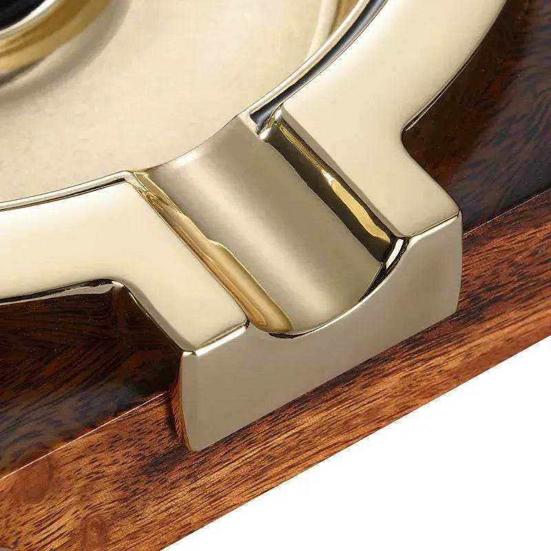 Luxury Wooden Stainless Steel Cigar Ashtray, Electroplated Finish, Fashion Simple Style