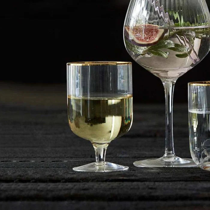 Lyngby - Palermo Wine Glass Gold 4/St 300ml/10oz