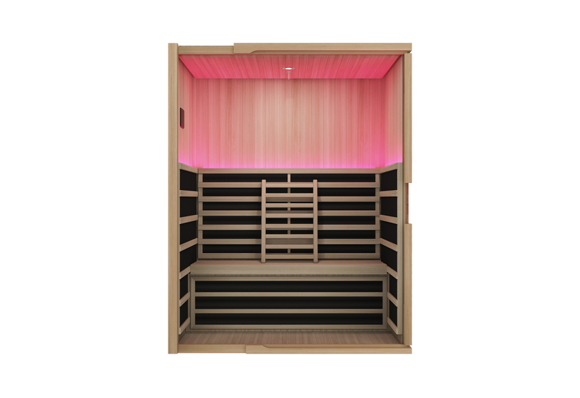 Blisspod, Milano, Full Spectrum Sauna Canadian Hemlock Ultra Low EMF, 7 Far Infrared & Red Glass Heater & Chromotherapy – 3 Person