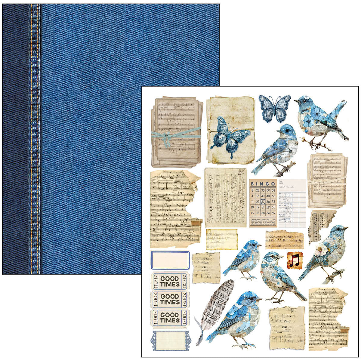 Mixed Media Book Urban Blue Denim A4 Maxi