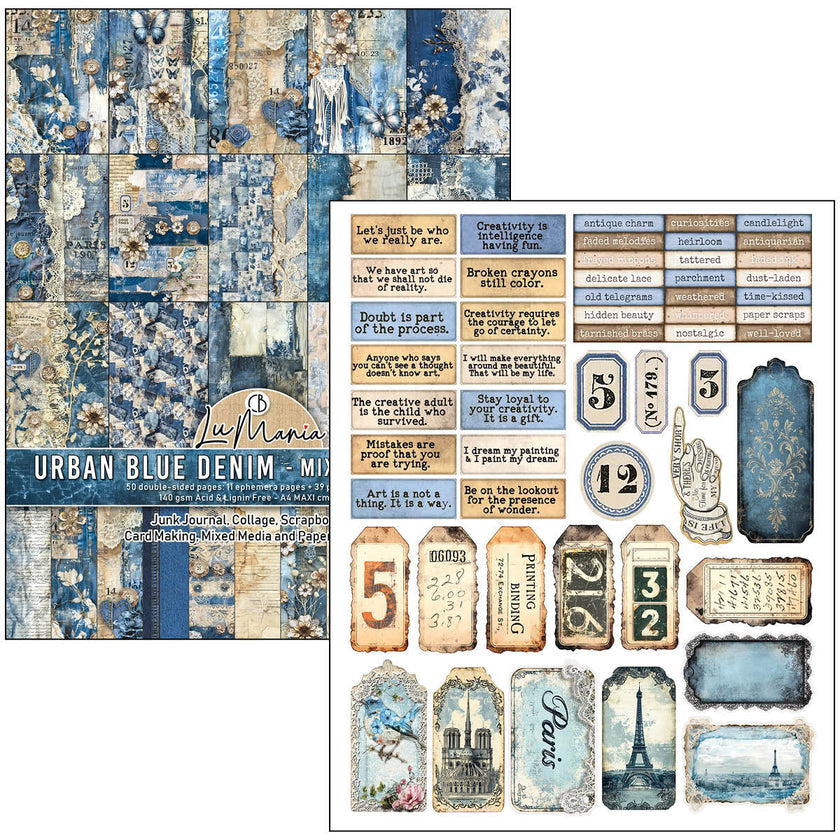 Mixed Media Book Urban Blue Denim A4 Maxi