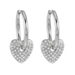 MAABU Silver (White Gold): Vintage Inspired Hoops with Removable Zirconia Embedded Heart Charm
