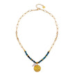 MEDELLIN : Chaîne contemporaine avec perles de turquoise africaine et duo de pendentifs.