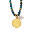 MEDELLIN : Chaîne contemporaine avec perles de turquoise africaine et duo de pendentifs.