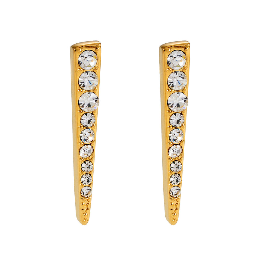MAGNOLIA Gold: Minimalist Pavé Zirconia Embedded Bar Stud Earrings