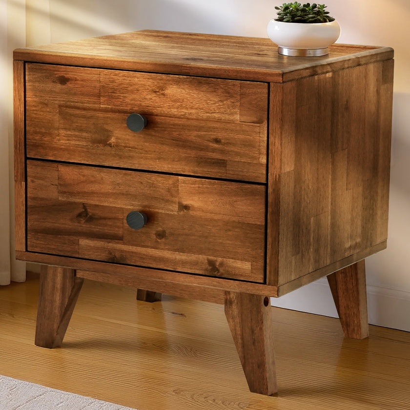Silvia 2-Drawer Solid Wood Nightstand