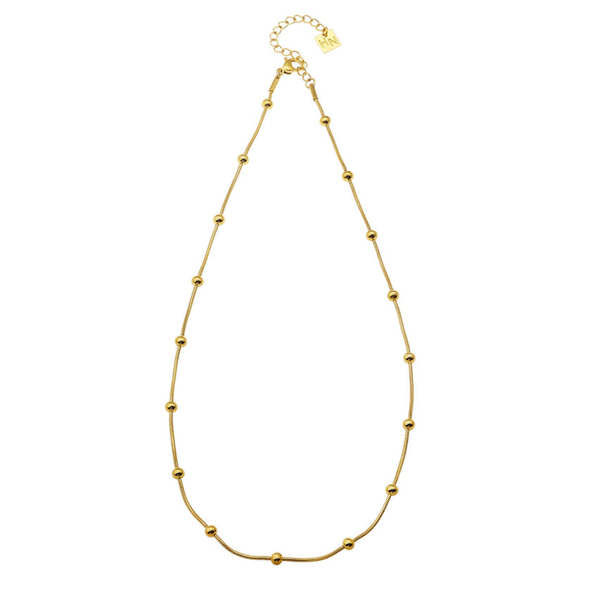 MAKARIA:  Snake-Skin Textured Chain Necklace with Ball Shaped Beads