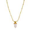 MAKEDA: Amethyst Stone Pendant Anchored on a Beaded Snake Skin Textured Chain Necklace