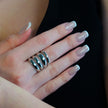 MAKET Silver(White Gold):  Multi Stacked Four Rings in One