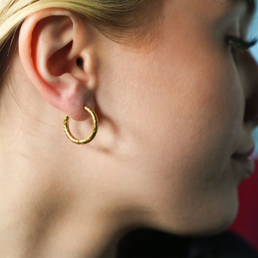 MALENA: Decorative Etched Hoop Earrings