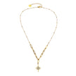 Collier MALVINA en chaîne dorée mixte avec pendentif étoile sertie de zircons.